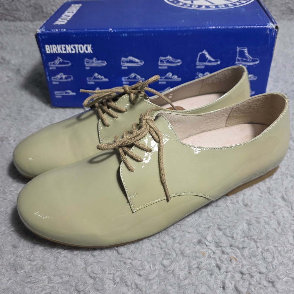 BIRKENSTOCK Saunders Classic Patent Leather Oxfords Lace up Shoes Cream EU 42 N‎